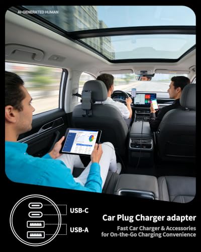 90W 4-Port USB C Super Fast Car Charger for iPhone 17 17e Air 16 15 Pro Max | Samsung S26 S25 S24 S23, Android, Type C Car Phone Charger Fast Charging Cigarette Lighter Adapter with 240W 3FT USB-C Cable
