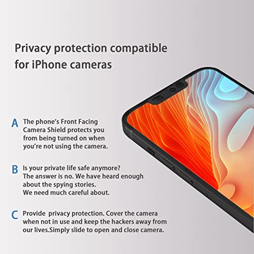Front Camera Cover Compatible for iPhone 17e /16e /13/13 Mini/13 Pro/13 Pro Max/,Webcam Cover Protect Privacy and Security,Privacy Camera Cover Not A ffect Face ID, 2 Pack-Black - color: Black