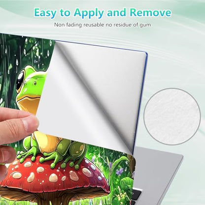 Laptop Skin Sticker Decal 12"-15.6" Universal Laptop/Notebook/Netbook Vinyl - Waterproof Scratch Resistant,Fits HP Dell Lenovo MacBook,2 Free Wrist Pads,Easy Apply & Remove,Cute Frog Mushroom - color: Cute Frog Mushroom