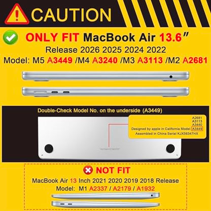 MEEgoodo Case for M5/M4/M3/M2 MacBook Air 13 inch Case 2026 2025 2024 2022, Fit Model A3449/A3240/A3113/A2681, Laptop Hard Shell Compatible with MacBook Air 13.6-inch, Leopard & Cherry - color: Leopard & Cherry