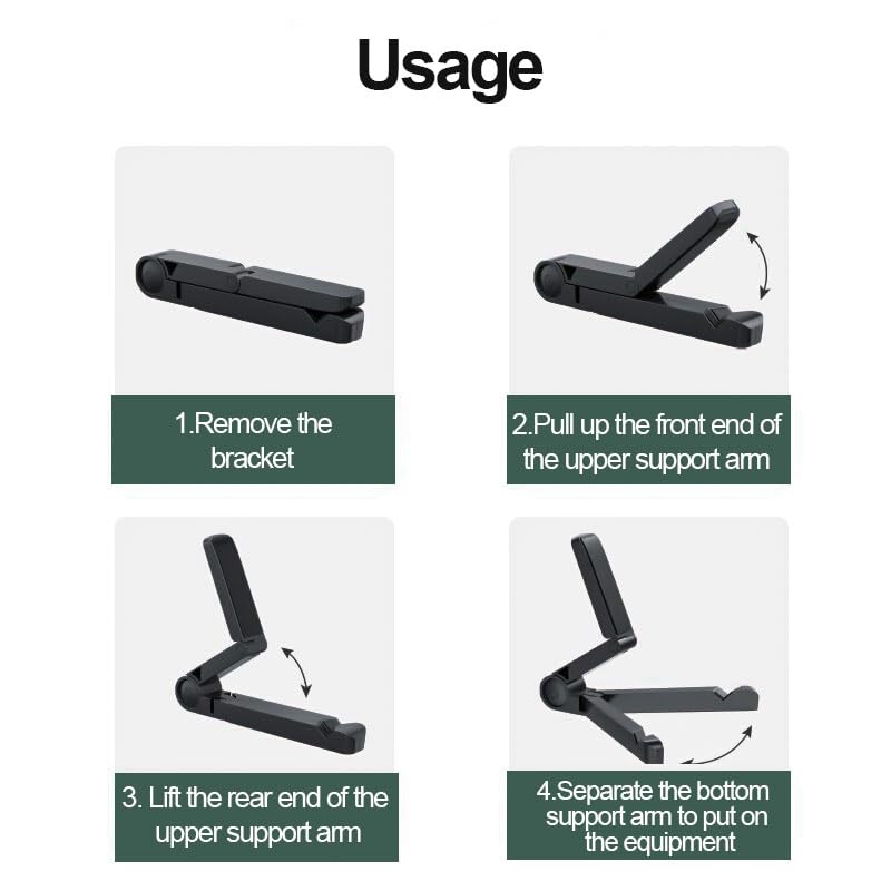 Tablet Stand Holder, Foldable Triangular Stand Holder with Dual Axis 180° Adjustable and Non-Slip Mats, Compact Desktop Holders for Universal Phone Laptop Monitors, up to 10" Devices, Black