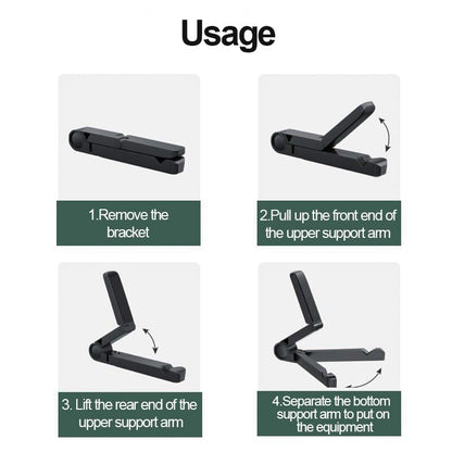 Tablet Stand Holder, Foldable Triangular Stand Holder with Dual Axis 180° Adjustable and Non-Slip Mats, Compact Desktop Holders for Universal Phone Laptop Monitors, up to 10" Devices, Black