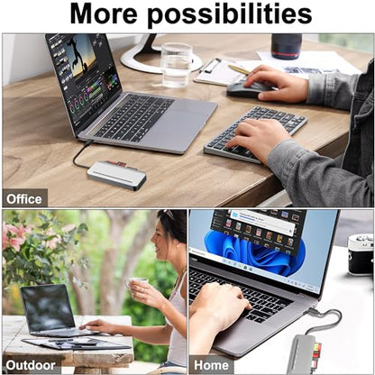 Memory Stick Pro Duo Card Reader, 7 in1 Memory Stick Pro Duo Adapter USB C for SD/TF/CF/XD/MS, Multi Card Reader for Camera, Game Trail Camera, Phone, Tablet, Laptop, Android