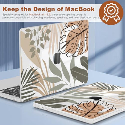 CISSOOK Compatible with MacBook Air 13.6 inch Case M2 M3 M4 M5 | A3449 A3240 A3113 A2681, 5in1 Set Hard Shell Case Keyboard Cover for MacBook Air 13 inch 2022 - 2026, Tropical - color: Air13.6inch-Morandi Tropical Palm