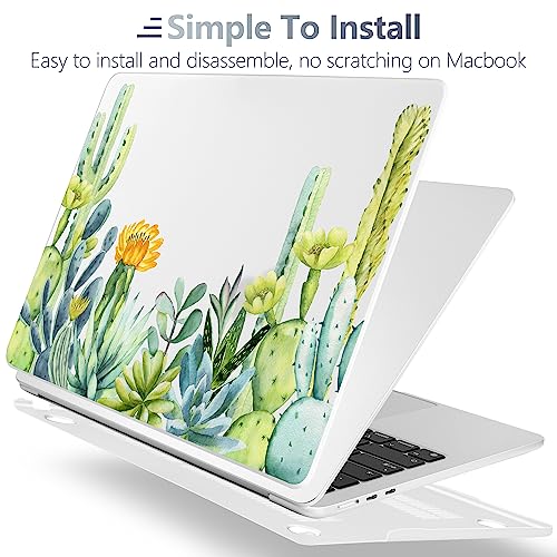 Batianda Case for MacBook Air 15" with M5 M4 M3 M2 Chip, Green Cactus | 4-in-1 Set with Watercolor Cactus Design, Lightweight Slim Hard Shell Protection For Students, Travelers and Nature Lovers - color: Cactus
