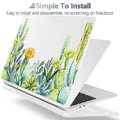 Batianda Case for MacBook Air 15" with M5 M4 M3 M2 Chip, Green Cactus | 4-in-1 Set with Watercolor Cactus Design, Lightweight Slim Hard Shell Protection For Students, Travelers and Nature Lovers - color: Cactus
