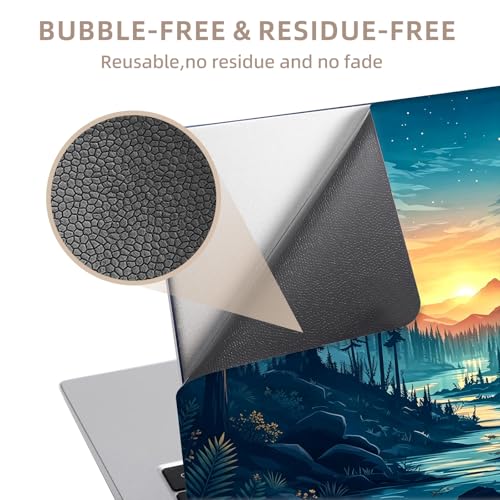 Universal Laptop Skin Sticker for 12/13/14/15.6 Inch Laptops, Reusable Vinyl Laptop Decal Cover, Waterproof Scratch Resistant Notebook Skin with 2 Wrist Pads,Sunset Forest - color: Sunset Forest