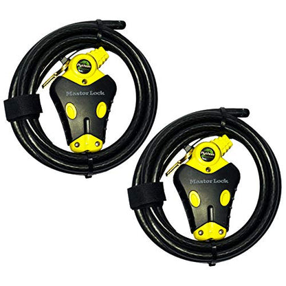 Master Lock - Two 6 ft Python Adjustable Cable Locks Keyed Alike, 8413KACBL-66 - size: 2-6 ft