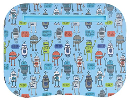 iscream 17.25" x 13.25" Laminate Top Microbead Filled Lap Desk with Tablet Channel - Robots Rule