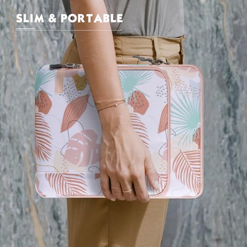 MoKo 13.3-14 Inch Laptop Sleeve Bag Carrying Case with Accessory Pocket | Fits MacBook Pro 14-inch M3/M2, MacBook Pro 13-inch M2/M1, MacBook Air 13.6-inch M2 and Surface Pro 9/8, Tropical Leaf - color: Tropical Leaf, size: 13.3-14 Inch