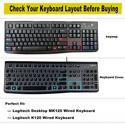 2 Pack Keyboard Cover for Logitech K120 & MK120 Ergonomic Desktop USB Keyboard, Logitech K120 & MK120 US Layout Waterproof Anti-Dust Keyboard Skin-OmbrePink+Clear - color: OmbrePinkClear