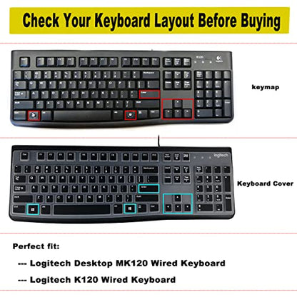 2 Pack Keyboard Cover for Logitech K120 & MK120 Ergonomic Desktop USB Keyboard, Logitech K120 & MK120 US Layout Waterproof Anti-Dust Keyboard Skin-OmbrePink+Clear - color: OmbrePinkClear