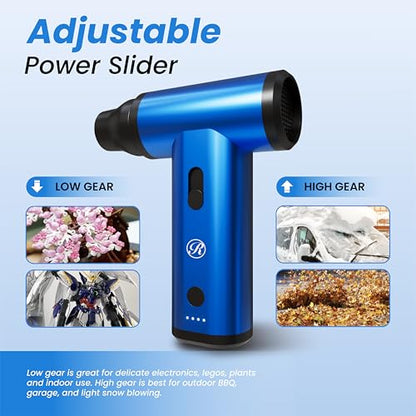 Electric Compressed Air Duster Blower Gun, Cordless Rechargeable Mini Blower 150000RPM Hand Held Blower for Keyboards, PC Cleaning Kit, Consoles, Grilling, Camping, Barber, Replace Canned Air