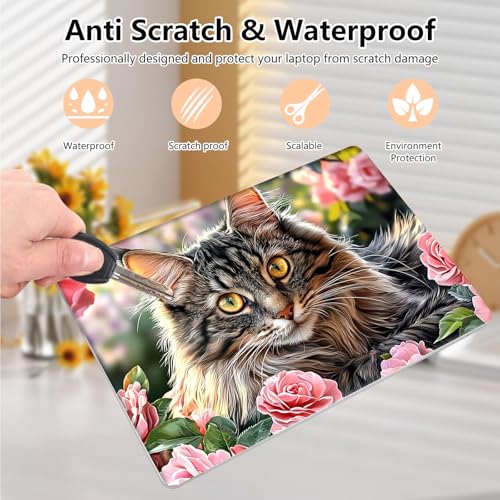 Laptop Skin Sticker Decal 15.6 Inch,12 13 13.3 14 15 15.6 in Laptop Netbook Skins for Notebook,Art Decal Removable Waterproof Scratch Resistant,Universal Vinyl Cover,Cute Cat Flower - color: Cute Cat Flower
