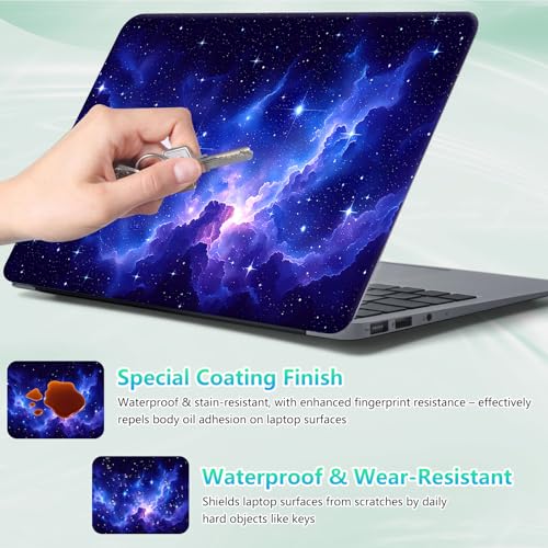Laptop Skin Sticker Decal 12"-15.6" Universal Laptop/Notebook/Netbook Vinyl - Waterproof Scratch Resistant,Fits HP Dell Lenovo MacBook,2 Free Wrist Pads,Easy Apply & Remove,Blue Purple Galaxy - color: Blue Purple Galaxy