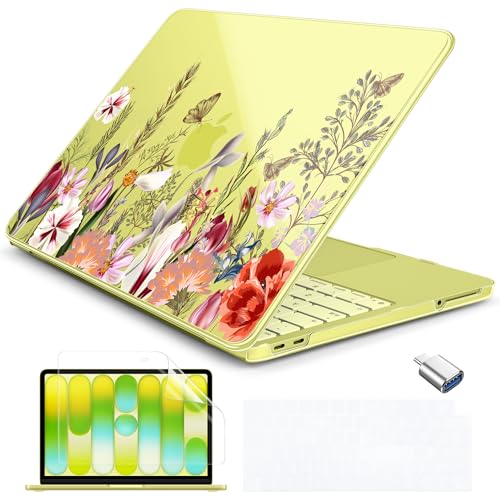 Batianda Case for MacBook Neo 13 Inch 2026 Model A3404,Whimsical Wildflower | 4-in-1 Laptop Accessories Bundle with Botanical Floral Art, Ultra Slim Hard Shell for Women and Garden Lovers - color: Whimsical Wildflower