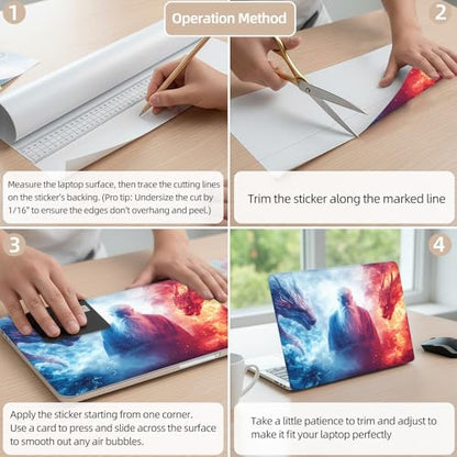 Aesthetic Laptop Skin Cover,12-15.6 Inch Universal Vinyl Sticker Decal,Waterproof Scratch-Resistant Notebook Wrap,Removable Residue-Free Protector,Dragon Wizard Fire - color: Dragon Wizard Fire