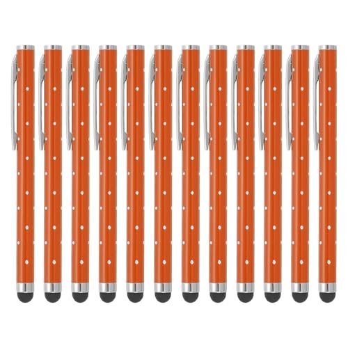 PATIKIL Stylus Pens for Touch Screens, 12 Pcs High Precision Universal Bling Stylus Crystal Metal Capacitive Pen for Touch Screen Devices Phone Tablets Laptop, Orange - color: Orange
