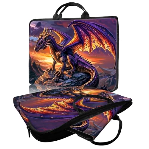 Laptop Bag,14 15 15.6 inch Laptop Case Sleeve,Computer Sleeve with Handle for Women Men,Carrying Case for MacBook,Dell,Lenovo,Notebook Computer,Purple Dragon Sunset - color: Purple Dragon Sunset