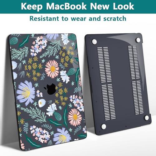 Teryeefi for MacBook Air 13 inch Case 2020 2019 2018 fits Model M1 A2337 A2179 A1932 with Retina Display with Touch ID, Plastic Hard Shell Case & Keyboard Cover, Elegant Flowers Leaves - color: Elegant Flowers Leaves