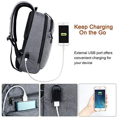 Slim Business Lightweight Laptop Backpack for Women Men with USB Charging Port, College Computer Backpack Fit Up to 13 14 Inch Macbook & Laptops