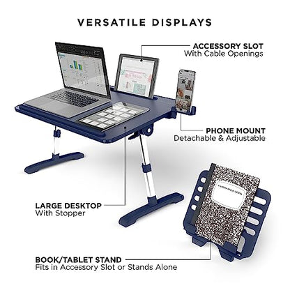 Limitless TotalDesk Portable Workstation and Lap Desk with Adjustable Height & Tilt (Navy) - color: Navy