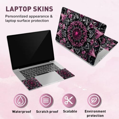 PLIGREAT 15 Inches Laptop Decal Sticker Skin Cover, Dark Mandala Laptop Sticker Decals Fits 12" to 15" Laptops Universal Waterproof Removable, Purple Grey - color: Purple Grey