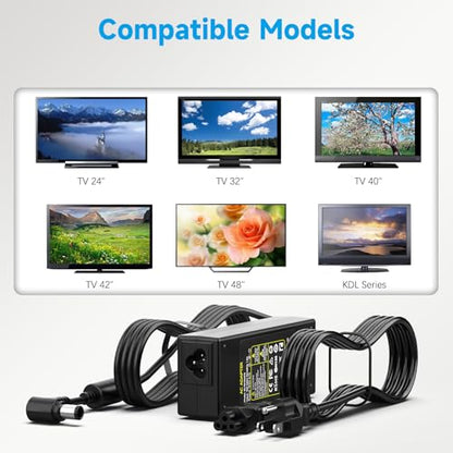 92W 19.5V TV Power Supply Compatible with Sony Bravia 24-48" | 92W 19.5V power, fits Sony Bravia 24-48" TVs. 6.5x4.4mm tip with pin, silent operation, CE/FCC certified, 12-month warranty.