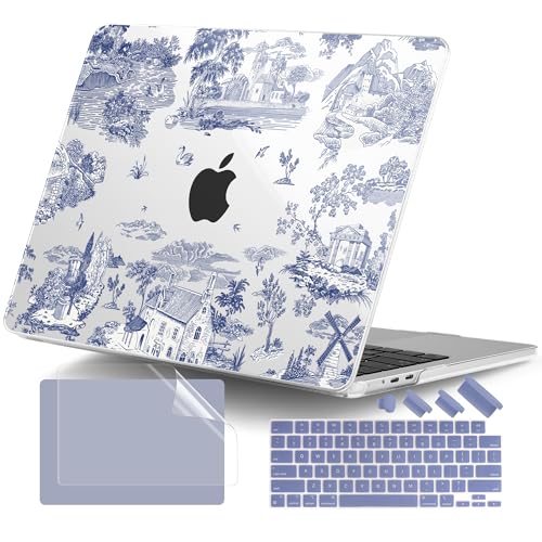 for MacBook Air 13 Inch (13.6 Inch) Case, M5/M4/M3/M2 Chip 2026 2025 2024 2023 2022, Hard Plastic Printed Cover with Screen Protector & Keyboard Cover & Dust Plugs, Toile Pattern - color: Toile Pattern