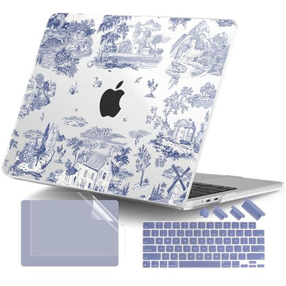 for MacBook Air 13 Inch (13.6 Inch) Case, M5/M4/M3/M2 Chip 2026 2025 2024 2023 2022, Hard Plastic Printed Cover with Screen Protector & Keyboard Cover & Dust Plugs, Toile Pattern - color: Toile Pattern