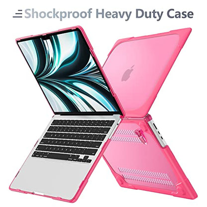 Batianda Foldable Stand Heavy Duty Case for MacBook Air 13.6 inch, Pink | Fits M5 M4 M3 M2 Chip 2026-2022 Model, Ergonomic Stand Holds 22 lbs, Shockproof Bumper, with Keyboard Cover Screen Protector - color: Rose