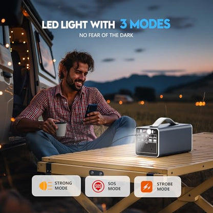 300W Portable Power Station, 299.7Wh Portable Laptop Charger with AC Outlet, Dual Way 65W PD/USB-C Port, Battery Pack Power Supply, Solar Generator for Outdoor Camping Home - size: Medium