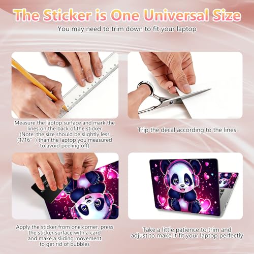 Laptop Skin Sticker Decal 12" 13" 13.3" 14" 15" 15.6",Waterproof Scratch Resistant Vinyl,Reusable Easy to Apply,for MacBook HP Dell Notebooks Netbooks Laptop,2 Wrist Pads,Cute Pink Panda - color: Cute Pink Panda