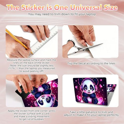Laptop Skin Sticker Decal 12" 13" 13.3" 14" 15" 15.6",Waterproof Scratch Resistant Vinyl,Reusable Easy to Apply,for MacBook HP Dell Notebooks Netbooks Laptop,2 Wrist Pads,Cute Pink Panda - color: Cute Pink Panda