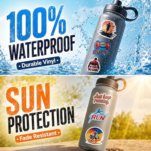 DETICKERS Fitness Stickers Sports Stickers for Gym Lovers Water Bottles 50 PCS Waterproof Vinyl Motivational Stickers Gifts - style: Gym