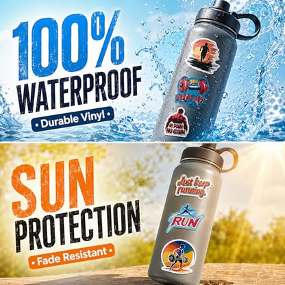 DETICKERS Fitness Stickers Sports Stickers for Gym Lovers Water Bottles 50 PCS Waterproof Vinyl Motivational Stickers Gifts - style: Gym