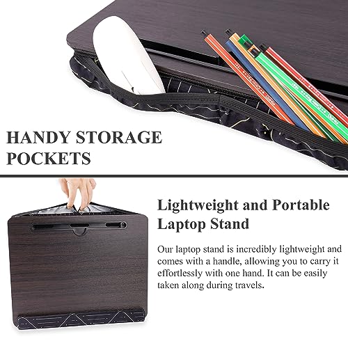 Lap Desk,Fits up to 15.6 inch Laptop Bed Table Computer with Soft Pillow and Storage Bag,Gaming Tray and Writing Tray on Bed for Home Office(2-Dark Brown) - color: 2-dark Brown