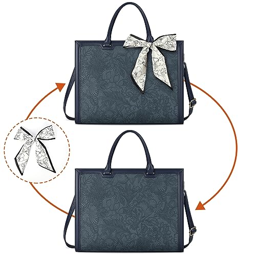 Laptop Bag for Women 15.6 Inch Laptop Tote Bag Waterproof Leather Computer Bag Business Lightweight Office Briefcase Large Shoulder Handbag Deep Blue - color: Deep Blue