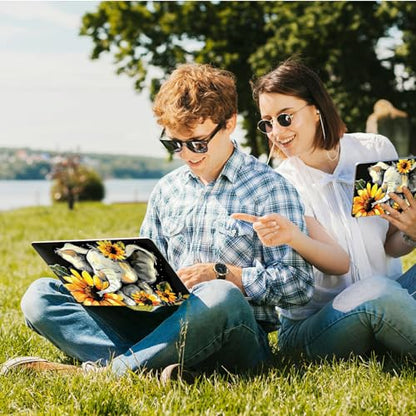 Universal Laptop Skin Sticker with 2 Wrist Pad Skins, Waterproof Scratch Resistant Vinyl Laptop Cover Decal, Cut to Fit for 11–15.6 Inch MacBook HP Dell Lenovo, Elephant Sunflower - color: Elephant Sunflower