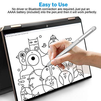 MPP 1.51 Pen for Surface Pro 11/10/X/9/8 300Day Battery Life Palm Rejection | Digital Pen for Surface, Surface Laptop/Book/Go/Studio, Kobo, 1024 Pressure, Precise Drawing & Note-Taking, Two Side Buttons - color: Silver