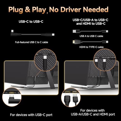 15.3” Laptop Screen Extender, FHD IPS 100% sRGB Portable Travel Monitor for Laptop (15”-17.3” Screen), 16:10 Plug & Play External Screen, Second Extra Attachment Display for Windows Mac - size: 15.3"
