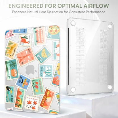 Compatible with MacBook Neo 13 inch (2026 Release A3404) (A18 Pro) with Liquid Retina Display, Printed Slim Protective Case with Screen Protector & Keybaord Cover, Post Stamps - color: Post stamps