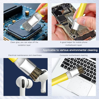 ESD Safe Anti-Static IC Cleaning Brush Tool -2Pcs Double Head Motherboard Hard Brush for IC Glue Removal,PCB Cleaning, Circuit Board Maintenance,Mobile Phone Repair - Yellow - color: yellow