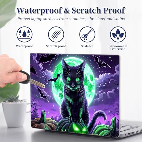 Universal Laptop Protective Skin,Trim-to-Fit Vinyl Sticker for 13–16 Inch Laptop,MacBook,Tablet & Notebook,Scratch-Proof Waterproof Cover,Black Cat Halloween - color: Black Cat Halloween