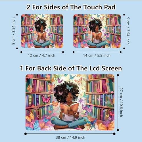 Universal Laptop Skin Sticker with 2 Wrist Pad Skins, Waterproof Scratch Resistant Vinyl Laptop Cover Decal, Cut to Fit for 11–15.6 Inch MacBook HP Dell Lenovo, Library Girl - color: Library Girl