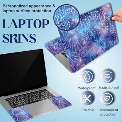 SUPERDANT 3 Pcs Laptop Skin Sticker Colorful Shells PVC Trimmable Notebook Decal 14.96x10.63 Inch Reusable Cover for 12 13 14 15 15.6 Inch Laptop Colorful - style: Colorful Shells