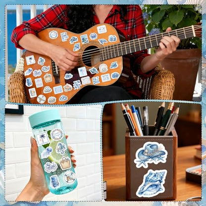 100 Pcs Beach Coastal Granddaughter Stickers Blue Ocean Decals | Coastal Granddaughter Stickers, Waterproof Vinyl, Ocaen Beachy, Summer Aesthetic Sticker for Water Bottle Laptop Luggage - style: Beach Coastal