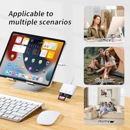3IN1 SD Card Reader,USB C SD Card Reader,supports SD and MicroSD memory card adapter(includes USB A female port),compatible with flash drives,iPhone 15/16,MacBook,Mac,Trail Camera viewer,Plug and play - size: 3IN1 SD Card Reader