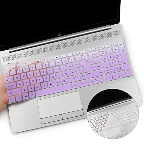 2PCS Keyboard Cover for HP 15.6 Laptop 15-dw 15-dy 15-ef 15-db 15-da 15-bs 15-bw 15t 15z 15-dy5033dx 15t-dw300, HP 17.3 Laptop 17-by 17-bs 17-bw 17-ca 17-by1053dx 17-by4061nr-OPurlple+Clear - color: OmbrePurlple+Clear