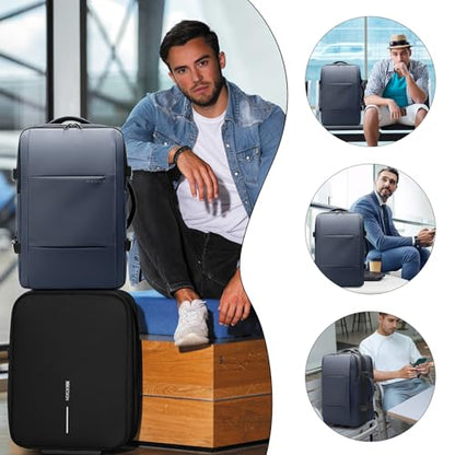 BANGE Backpack with Anti-Theft Vacuum Compression Travel Backpack,Expandable Backpacks with Pump for Airplanes - color: Blue